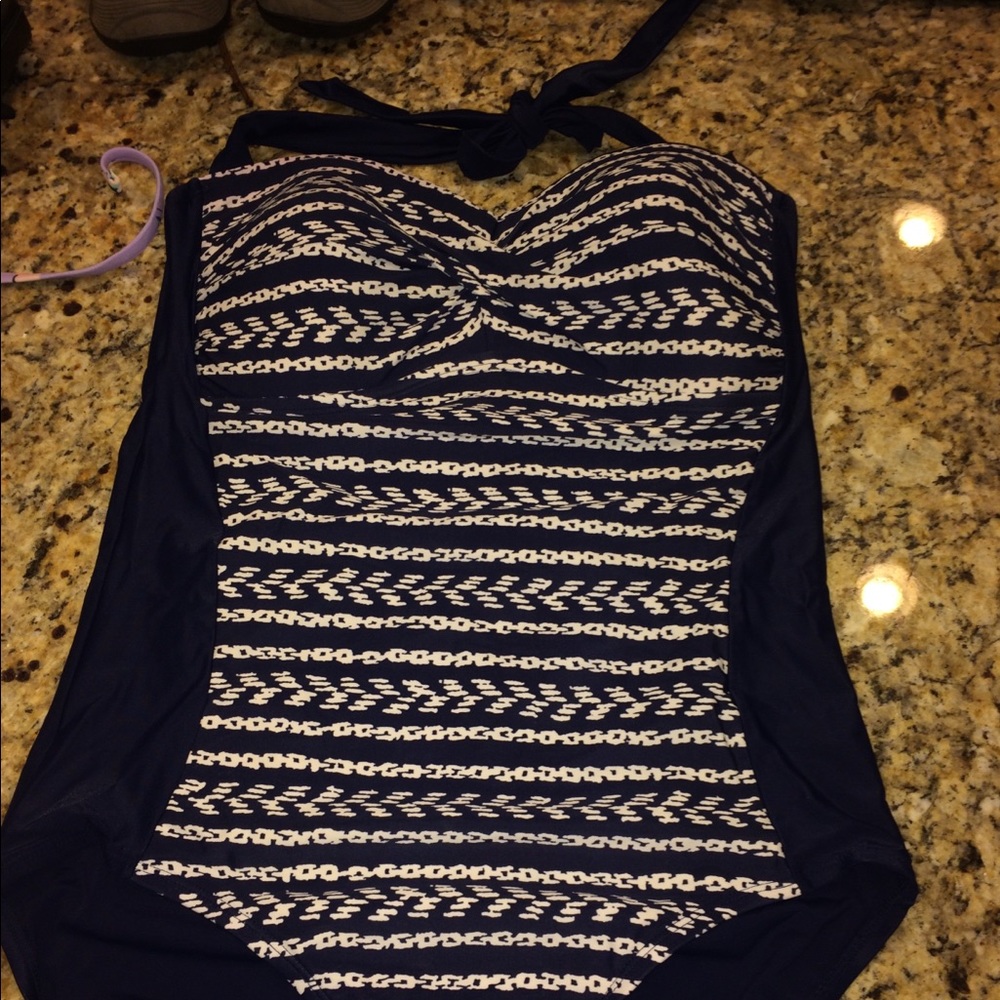 NWOT 50s Style Navy One Piece Bathing Suit